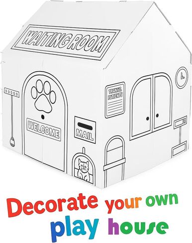 Easy Playhouse Police and Fire Station - Kids Art & Craft for Indoor & Outdoor Fun – Decorate & Personalize The Cardboard Fort, 32" X 26. 5" X 40. 5" - Made in USA, Age 3+ [Amazon Exclusive], white in Kuwait