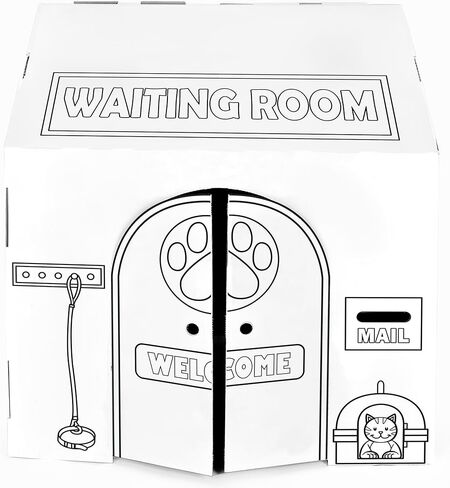 Easy Playhouse Police and Fire Station - Kids Art & Craft for Indoor & Outdoor Fun – Decorate & Personalize The Cardboard Fort, 32" X 26. 5" X 40. 5" - Made in USA, Age 3+ [Amazon Exclusive], white in Kuwait