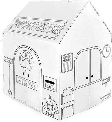 Easy Playhouse Police and Fire Station - Kids Art & Craft for Indoor & Outdoor Fun – Decorate & Personalize The Cardboard Fort, 32" X 26. 5" X 40. 5" - Made in USA, Age 3+ [Amazon Exclusive], white in Kuwait
