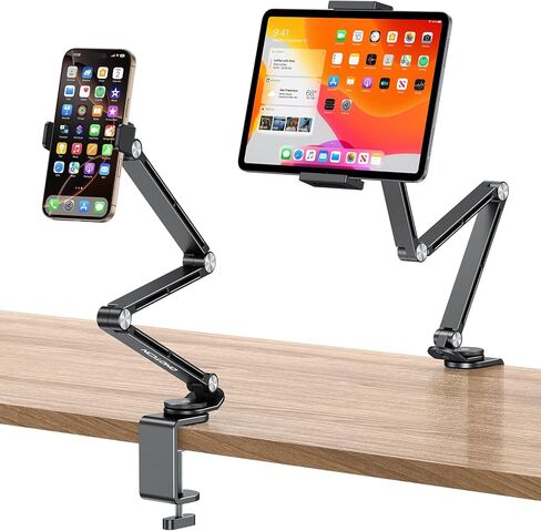 OMOTON TAPITALET RAPITALET FOR FOR IPAD ، حامل هاتف ألومنيوم سبيكة للسرير مع مقاطعتين ، وقفا الهاتف العلوي للمكتب مع قاعدة الدوران 360 درجة من أجل iPad Pro/Mini و Kindle و Home 4-13 " in Saudi Arabia