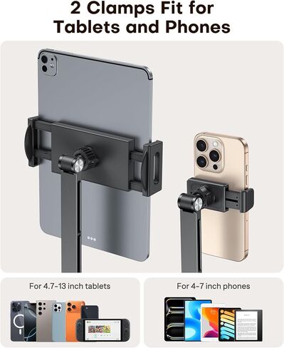 OMOTON TAPITALET RAPITALET FOR FOR IPAD ، حامل هاتف ألومنيوم سبيكة للسرير مع مقاطعتين ، وقفا الهاتف العلوي للمكتب مع قاعدة الدوران 360 درجة من أجل iPad Pro/Mini و Kindle و Home 4-13 " in Saudi Arabia