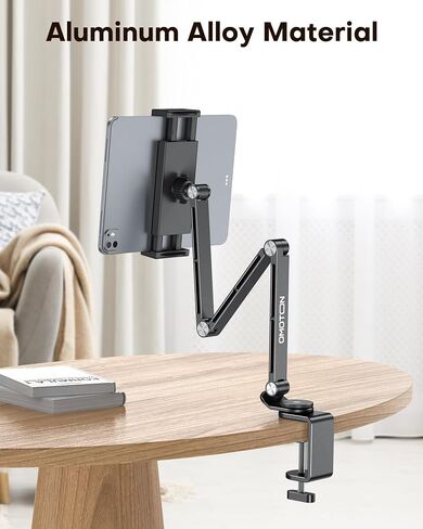 OMOTON TAPITALET RAPITALET FOR FOR IPAD ، حامل هاتف ألومنيوم سبيكة للسرير مع مقاطعتين ، وقفا الهاتف العلوي للمكتب مع قاعدة الدوران 360 درجة من أجل iPad Pro/Mini و Kindle و Home 4-13 " in Saudi Arabia