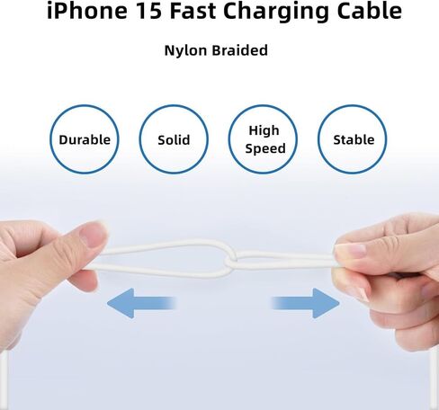 iPhone 15 USB C Charger Cable 10ft, 2Pack Long Fast Charge Type C to Type C Charging Cord Wire for Apple iPhone 15 Plus/15 Pro Max, iPad Pro 12.9/11 inch/Mini/Air 5/4th, MacBook, Samsung S23 Ultra/S22 in Saudi Arabia