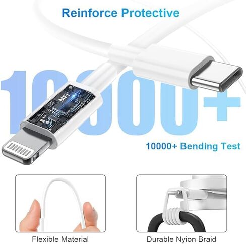 iPhone 15 USB C Charger Cable 10ft, 2Pack Long Fast Charge Type C to Type C Charging Cord Wire for Apple iPhone 15 Plus/15 Pro Max, iPad Pro 12.9/11 inch/Mini/Air 5/4th, MacBook, Samsung S23 Ultra/S22 in Saudi Arabia
