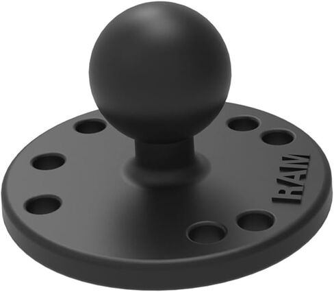 RAM MOUNTS Round Plate Ball Base with B Size 1" Ball, 4-Hole AMPS | Marine-grade aluminum mounting base, compatible with RAM Mounts holders and arms in Saudi Arabia