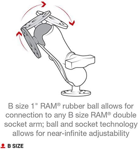 RAM MOUNTS Round Plate Ball Base with B Size 1" Ball, 4-Hole AMPS | Marine-grade aluminum mounting base, compatible with RAM Mounts holders and arms in Saudi Arabia