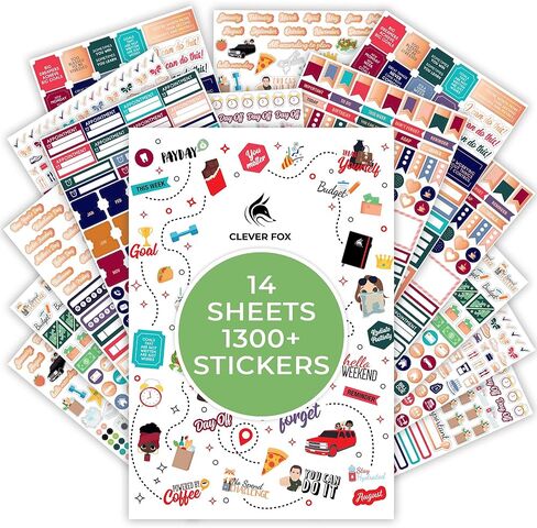 Clever Fox Planner Fitness Stickers Set - Monthly, Weekly & Daily Planner Stickers 16 Sheets Set of 841+ Unique Stickers (Fitness & Nutrition) in Kuwait