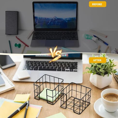 Harloon 2-Piece Rose Gold Note Holder Set - Cute Memo Cube Dispenser, Mesh Desk Organizer for Notepads, Pens, and Pencils, Ideal for Home or Office Supplies in Kuwait