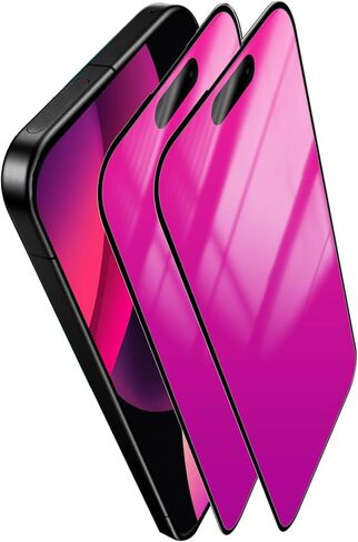 Heromiracle Compatible with iPhone 15 Pro Max Privacy Screen Protector 2 Pack Gradient Colorful anti Blue light eye protection Tempered Glass with Installation Alignment Frame (Pink 6.7 inch) in Saudi Arabia