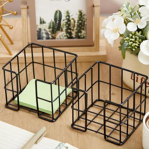 Harloon 2-Piece Rose Gold Note Holder Set - Cute Memo Cube Dispenser, Mesh Desk Organizer for Notepads, Pens, and Pencils, Ideal for Home or Office Supplies in Kuwait