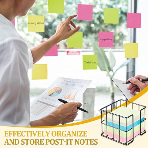 Harloon 2-Piece Rose Gold Note Holder Set - Cute Memo Cube Dispenser, Mesh Desk Organizer for Notepads, Pens, and Pencils, Ideal for Home or Office Supplies in Kuwait