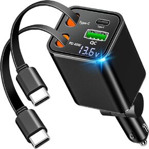 [Apple MFi Certified] iPhone 15 Car Charger Fast Charging, SDNCIE 4.8A Dual USB Power Cigarette Lighter Charger+2Pack USB to USB-C Type-C Cord for iPhone 15/15 Plus/15 Pro/15 Pro Max/iPad/Pro/Air/Mini in Kuwait