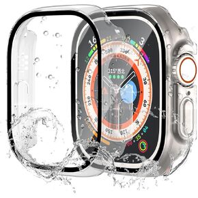 حالة مقاومة للماء لسلسلة Apple Watch Series SE2 SE 6 5 4 44 مم ، واقي شاشة مدمج مع غطاء من الزجاج المقلوب [حساس اللمس] لـ IWatch S6/S5/S4/SE 44 ملم ، أسود in Kuwait