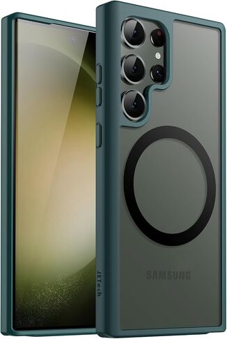 حافظة JETech مغناطيسية لهاتف Samsung Galaxy S23 Ultra 5G مقاس 6.8 بوصة، متوافقة مع MagSafe، غطاء هاتف خلفي شفاف غير لامع مقاوم للصدمات (أسود) in Saudi Arabia