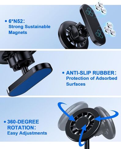 UBeesize Gym Magnetic Phone Holder, 1-Sec Install 360° Adjustable Ball Joint and Durable Base, Universal Magnetic Phone Mount with Smartphones Works on Any Surface (Metal Plate Included) in Saudi Arabia