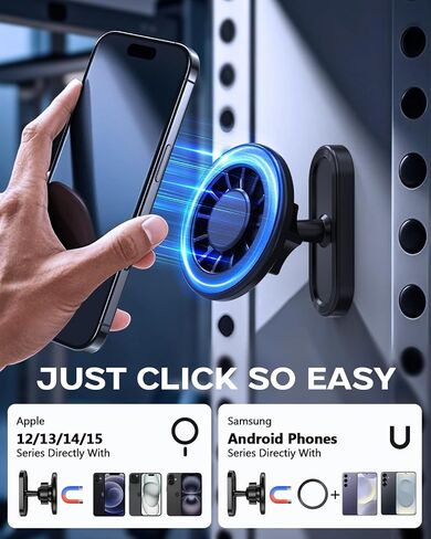 UBeesize Gym Magnetic Phone Holder, 1-Sec Install 360° Adjustable Ball Joint and Durable Base, Universal Magnetic Phone Mount with Smartphones Works on Any Surface (Metal Plate Included) in Saudi Arabia