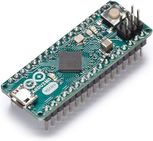 Arduino Micro with Headers [A000053] - ATmega32U4 Microcontroller, 16MHz, 20 Digital I/O Pins, 7 PWM Outputs, USB HID Support, Compact Design for Embedded Projects, Compatible with Arduino IDE in Saudi Arabia