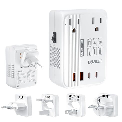 DOACE 220V to 110V Converter 350W Voltage Converter US to Europe for Hair Straightener/Curling Iron Converter for European Travel with 4-Port USB Charging and UK/AU/US/EU Worldwide Plug Adapter in Kuwait