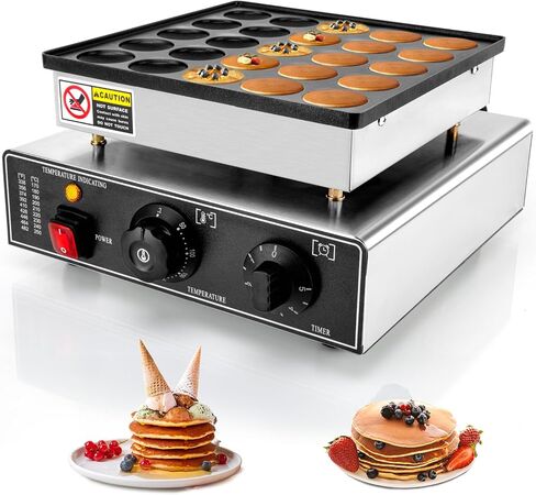 آلة صانع الفطائر الصغيرة ، 25pcs Mini Dutch Pancake Baker Maker التجارية ، الفولاذ المقاوم للصدأ ، Temp & Time Control ، صانع فطيرة تجاري 110 فولت 950W مع الملحقات in Saudi Arabia