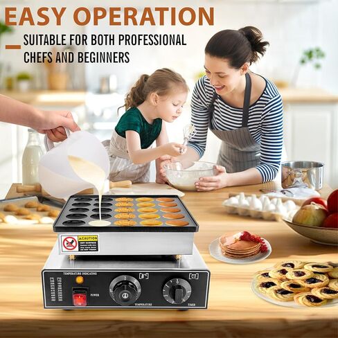 آلة صانع الفطائر الصغيرة ، 25pcs Mini Dutch Pancake Baker Maker التجارية ، الفولاذ المقاوم للصدأ ، Temp & Time Control ، صانع فطيرة تجاري 110 فولت 950W مع الملحقات in Saudi Arabia