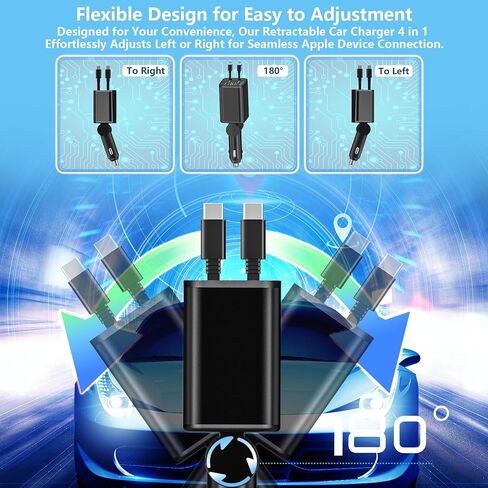 [Apple MFi Certified] iPhone 15 Car Charger Fast Charging, SDNCIE 4.8A Dual USB Power Cigarette Lighter Charger+2Pack USB to USB-C Type-C Cord for iPhone 15/15 Plus/15 Pro/15 Pro Max/iPad/Pro/Air/Mini in Kuwait