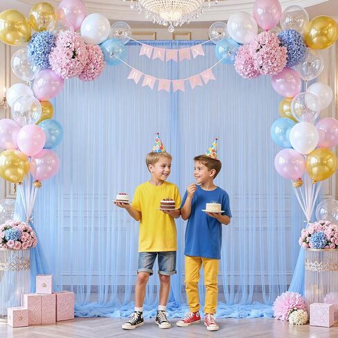 White Tulle Backdrop Curtain for Parties Wedding 10ft x 8ft Sheer Backdrop Curtains for Bridal Shower Birthday Party Baby Shower Ceiling Drapes Christmas Photo Decorations 2 Panels 5ft x 8ft in Kuwait