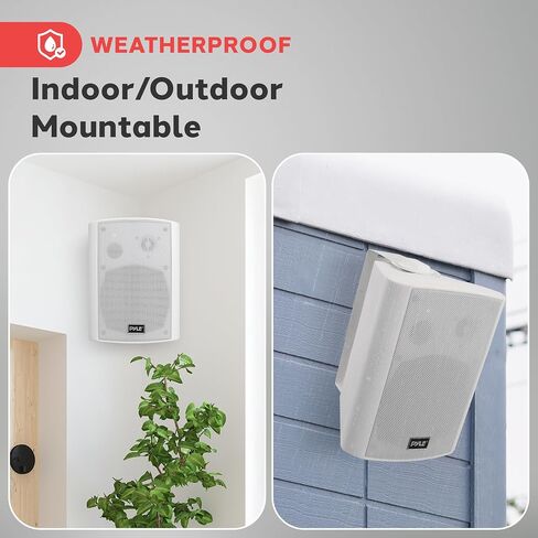 Pyle Pair of Wall Mount Waterproof & Bluetooth 6.5'' Indoor/Outdoor Speaker System, with Loud Volume and Bass. (Pair, Black. PDWR62BTBK) in Saudi Arabia