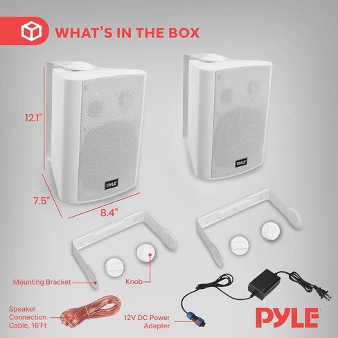 Pyle Pair of Wall Mount Waterproof & Bluetooth 6.5'' Indoor/Outdoor Speaker System, with Loud Volume and Bass. (Pair, Black. PDWR62BTBK) in Saudi Arabia