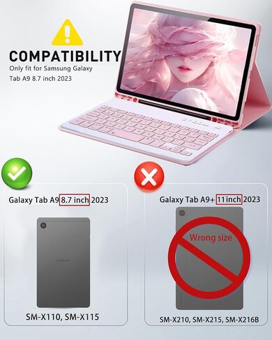 TUNKARMOR Case Keyboard for Samsung Galaxy Tab A9+ / A11+ Plus 2023/2025 11 Inch - Mouse and Detachable Magnetic Keyboard, Slim Case with S Pen Holder, Auto Sleep/Wake (Black) in Saudi Arabia