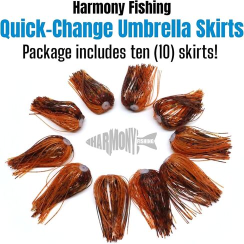 Harmony Fishing – Quick Change Modular Umbrella Skirts for Fishing Jigs, Spinnerbaits, Buzzbaits, Lures, Baits (10 Pack) in Saudi Arabia