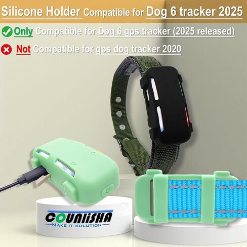 Silicone Holder Compatible for tractive GPS Dog 6 Tracker (2025 Release) for pet Collar,Durable Rubber Cover,Secure case with Strap Necklace for dog6 tag (Black) in Saudi Arabia