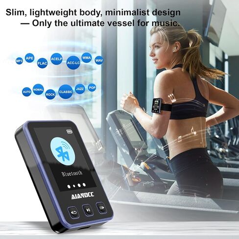 Mp3 Player with Bluetooth, HiFi Music Player with Sports Clip, 32GB mp3 Player for Kids Adults, Earphones Included, TF Card can be Inserted in Saudi Arabia