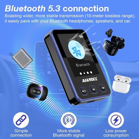 Mp3 Player with Bluetooth, HiFi Music Player with Sports Clip, 32GB mp3 Player for Kids Adults, Earphones Included, TF Card can be Inserted in Saudi Arabia