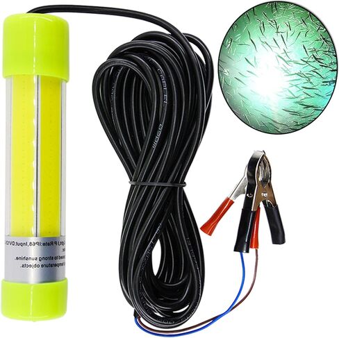 AGOOL Underwater Fishing Light 20W 16000 Lumens Green Fishing Light 12V 20ft Cord LED Submersible Fishing Bait Finder Deep Drop Night Fishing Light for Shrimp, Prawns, Squid Fish in Saudi Arabia