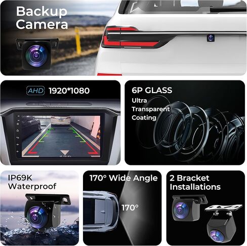 AHD 1080P Backup Camera for Car,170 Degree Wide Angle Rearview Reversing License Plate IP69K Waterproof Camera,Clear Night Vision Reverse Rear View Camera for Car Vehicle SUV RV in Saudi Arabia