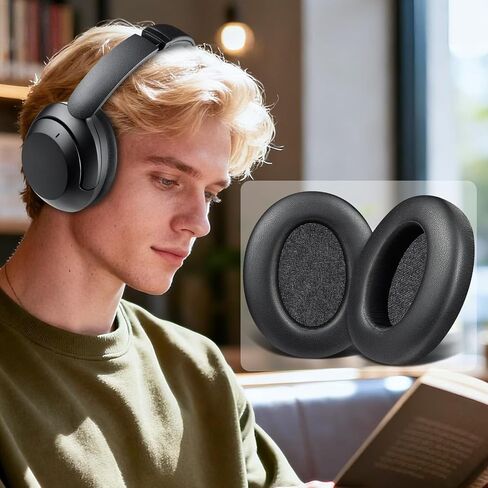 SOULWIT Earpads Cushions Replacement for Sony WH-XB910N Extra Bass Headphones, Ear Pads with Soft Protein Leather, Noise Isolation Foam - Black in Saudi Arabia