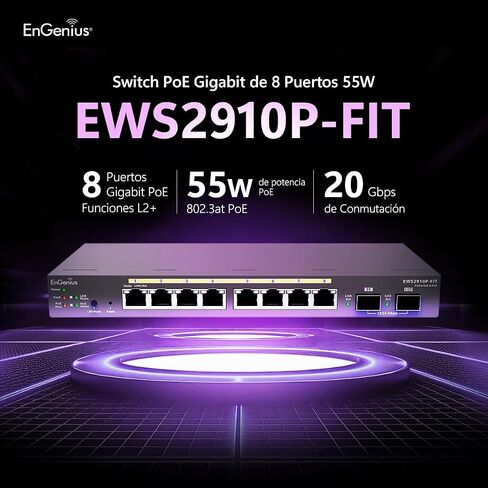 محول EnGenius Fit L2 Plus مُدار بـ 24 منفذ Gigabit PoE+ | ميزانية 240 واط | 4 منافذ للوصلة الصاعدة SFP | 802.3at/af PoE+ جاهز | سعة تحويل 56 جيجابت في الثانية [EWS7928P-FIT] in Kuwait