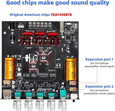 ZK-1002T Bluetooth 5.0 Stereo Amplifier Board, 200W HiFi 2.0 Channel Mini Audio Amp Module with Treble & Bass Control, AUX Input, DC 12V-24V for DIY Speakers,Car or Home Audio in Saudi Arabia