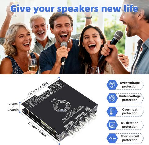 ZK-1002T Bluetooth 5.0 Stereo Amplifier Board, 200W HiFi 2.0 Channel Mini Audio Amp Module with Treble & Bass Control, AUX Input, DC 12V-24V for DIY Speakers,Car or Home Audio in Saudi Arabia