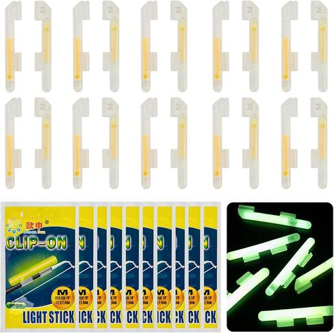 QualyQualy Clip-On Fishing Glow Sticks for Pole, Fishing Lights for Rods, Fishing Pole Light Sticks Bulk Kit 20 Pcs (10 Packs) in Kuwait