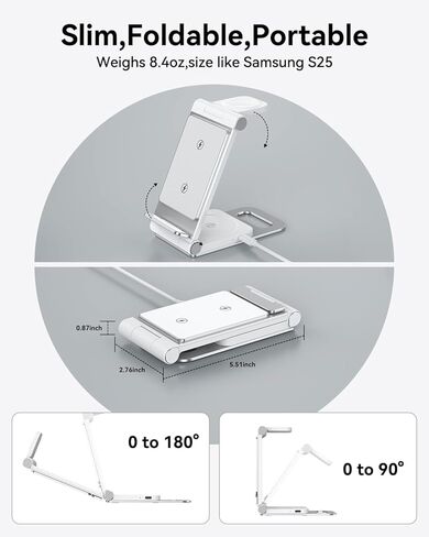 Wireless Charger for Samsung 3 In 1 Wireless Charging Station Foldable Wireless Charger Stand for Samsung S25 Ultra S24 S23 S22 Z Flip Z Fold 6 5 for Galaxy Watch 7/6/5/4 for Galaxy Buds Elegant Black in Saudi Arabia
