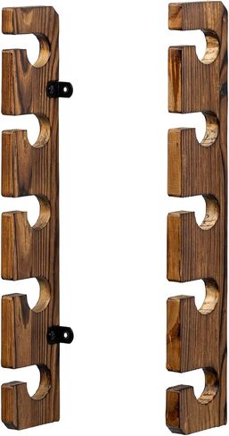 MyGift Wall Mounted Fishing Rod Rack, Torched Wood Vertical Fishing Pole Holder Adjustable Storage Rack Holds 6 Rods in Saudi Arabia