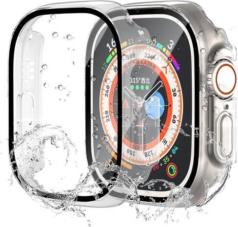 حالة مقاومة للماء لسلسلة Apple Watch Series SE2 SE 6 5 4 44 مم ، واقي شاشة مدمج مع غطاء من الزجاج المقلوب [حساس اللمس] لـ IWatch S6/S5/S4/SE 44 ملم ، أسود in Kuwait