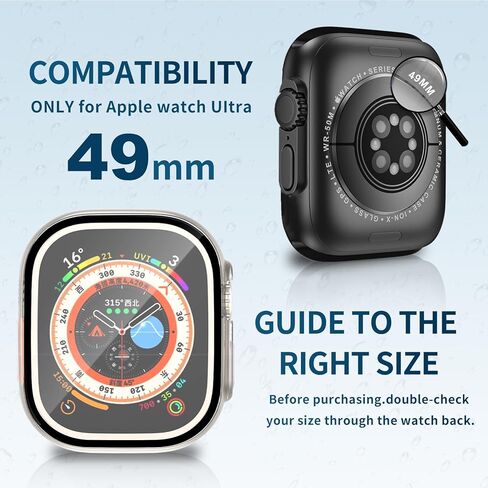 حالة مقاومة للماء لسلسلة Apple Watch Series SE2 SE 6 5 4 44 مم ، واقي شاشة مدمج مع غطاء من الزجاج المقلوب [حساس اللمس] لـ IWatch S6/S5/S4/SE 44 ملم ، أسود in Kuwait