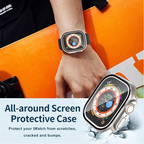 حالة مقاومة للماء لسلسلة Apple Watch Series SE2 SE 6 5 4 44 مم ، واقي شاشة مدمج مع غطاء من الزجاج المقلوب [حساس اللمس] لـ IWatch S6/S5/S4/SE 44 ملم ، أسود in Kuwait