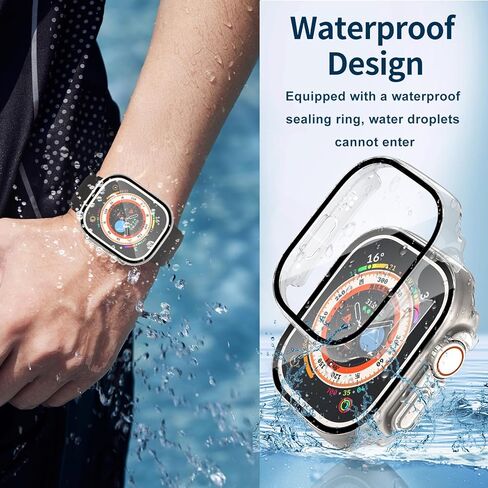 حالة مقاومة للماء لسلسلة Apple Watch Series SE2 SE 6 5 4 44 مم ، واقي شاشة مدمج مع غطاء من الزجاج المقلوب [حساس اللمس] لـ IWatch S6/S5/S4/SE 44 ملم ، أسود in Kuwait