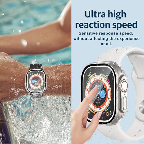 حالة مقاومة للماء لسلسلة Apple Watch Series SE2 SE 6 5 4 44 مم ، واقي شاشة مدمج مع غطاء من الزجاج المقلوب [حساس اللمس] لـ IWatch S6/S5/S4/SE 44 ملم ، أسود in Kuwait