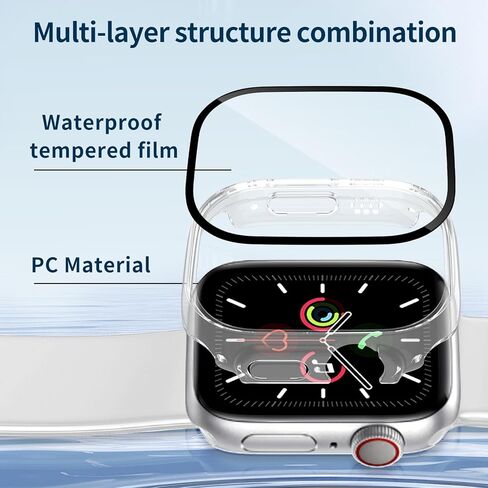 حالة مقاومة للماء لسلسلة Apple Watch Series SE2 SE 6 5 4 44 مم ، واقي شاشة مدمج مع غطاء من الزجاج المقلوب [حساس اللمس] لـ IWatch S6/S5/S4/SE 44 ملم ، أسود in Kuwait