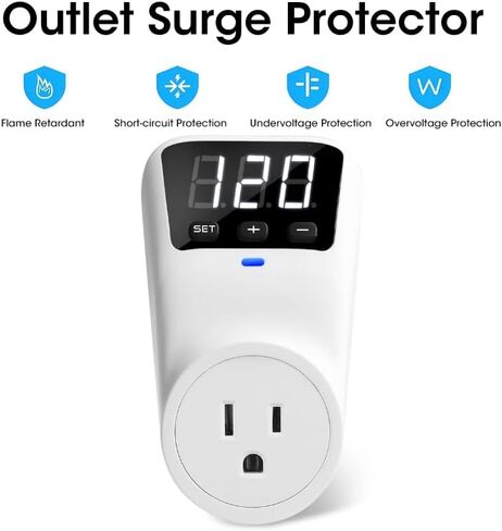 Surge Protector 3-Otlet Power Strip W/Advanced Voltage Protection ، 80V-140V Power Risprowors for Revrigerator ، TV ، Computer | شاشة LED مراقبة الجهد Fireproof UL94V-1 in Saudi Arabia