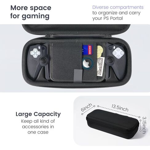 Allfitcase PlayStation Portal Case مع 10 في 1 مجموعات ملحقات متوافقة مع مشغل PS5 Portal عن بعد ، حافلة صعبة مع حامي شاشة بوابة 2 ، 2 قبعات قبضة الإبهام in Kuwait
